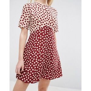 ASOS Spot pink and maroon Mix and Match Dress